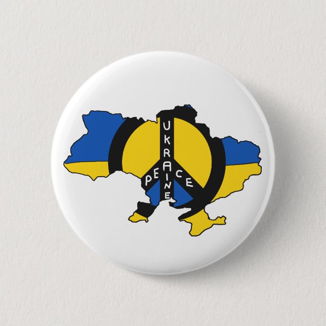Peace Ukraine Map Flag Button (Vorderseite)