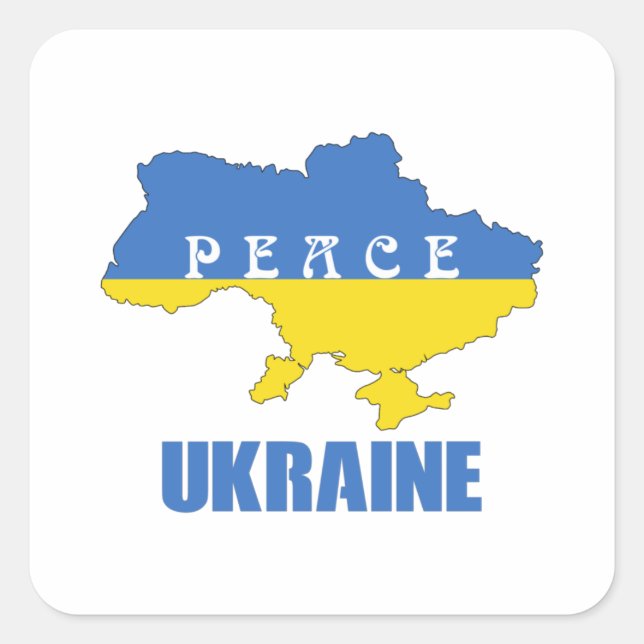 Peace Ukraine - Unterstützung von Frieden und Lieb Quadratischer Aufkleber (Vorderseite)