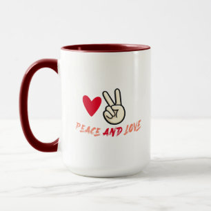 Peace und Love Combo Tasse Herz und Peace Zeiche