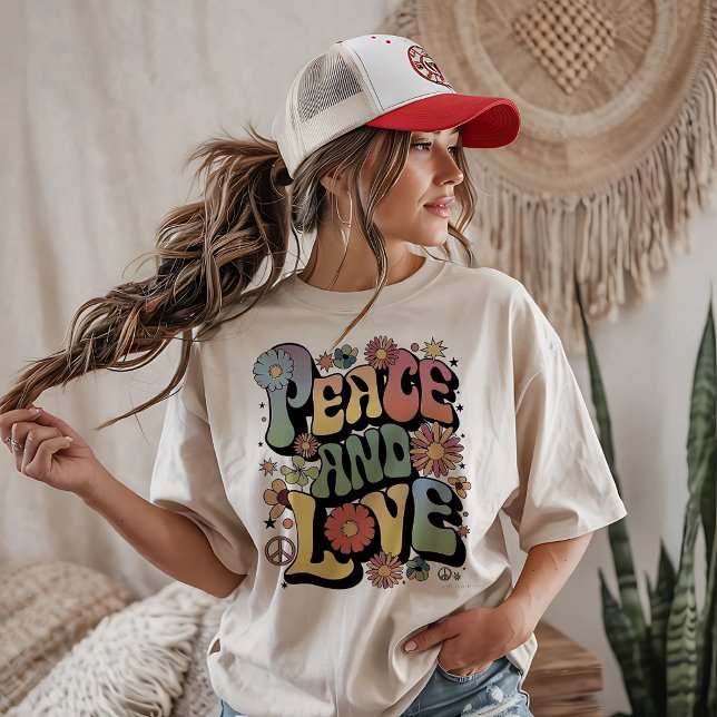 Peace und Love Retro Tri-Blend Shirt (Von Creator hochgeladen)