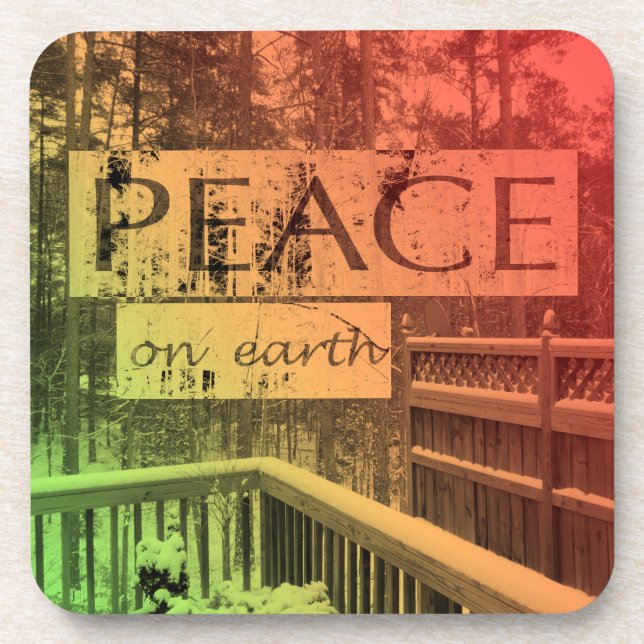 "Peace" unter den Pines Rustikaler Roter Platz Getränkeuntersetzer (Vorderseite)