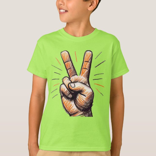 Peace V Sign T-Shirt (Vorderseite)