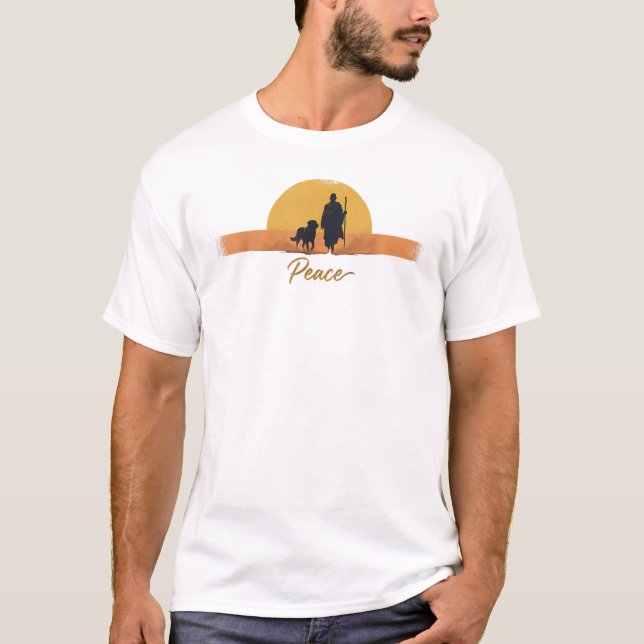 Peace Walking Monk with Aloka Dog – Walk for Peace T-Shirt (Vorderseite)