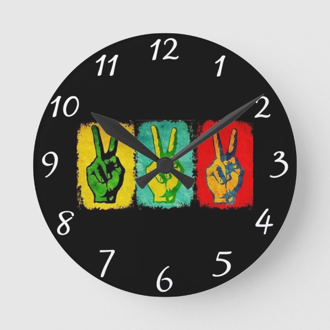 Peace Wall Clock Runde Wanduhr (Vorderseite)