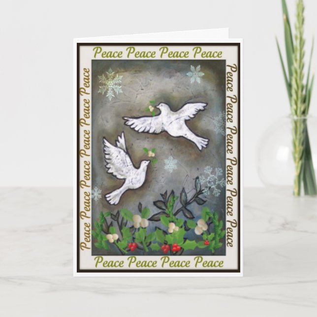 Peace White Doves Fliegen Feiertagskarte (Vorderseite)