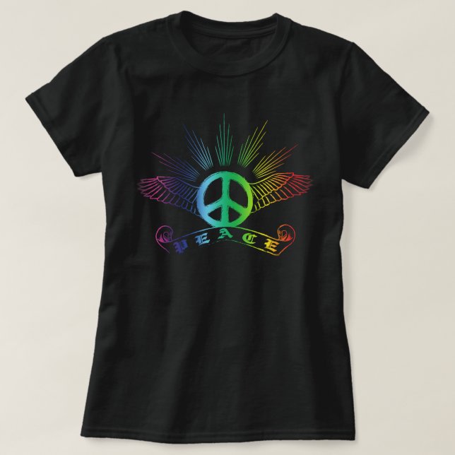 Peace Wings Rainbow T-Shirt (Design vorne)