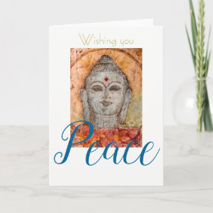 Peace Wish Buddha Watercolor Art Grußkarte Karte