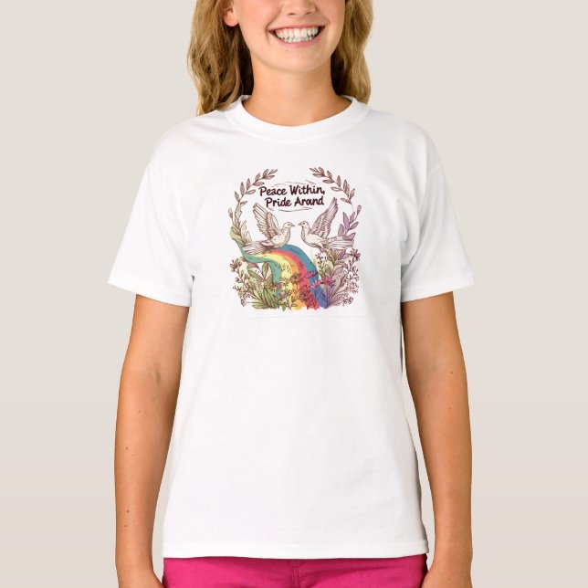 Peace Within, Pride Around – LGBTQ Camping Nature  T-Shirt (Vorderseite)
