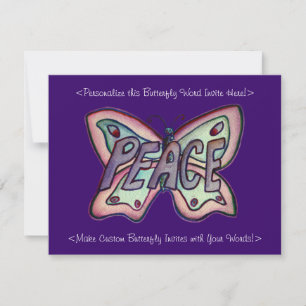 Peace Word Art Butterfly Wings Custom Einladungen