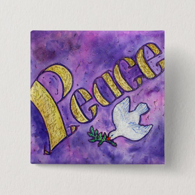 Peace Word Art Button Button Pendant (Platz) (Vorderseite)