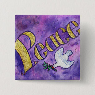 Peace Word Art Button Button Pendant (Platz)
