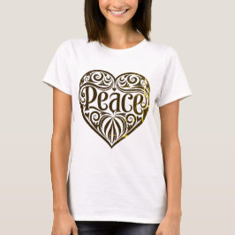 Peace Word Art In Gold  T-Shirt