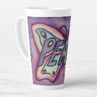 Peace Word Art Lila Butterfly Wing Cup Latte Tasse