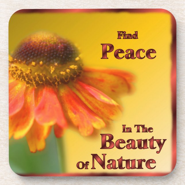 Peace Zinnia Blume Inspiration Untersetzer Set (Vorderseite)