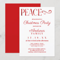 Peace Zitat White Red Foil Einfache Weihnachten