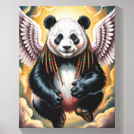 Peaceful Angel Panda on the sky on a Leinwand Fotofliese
