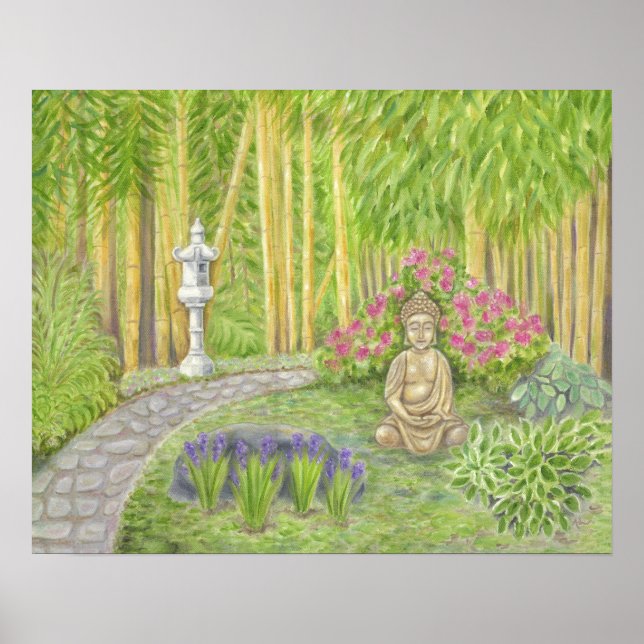 Peaceful Buddha Garden art print Poster (Vorne)