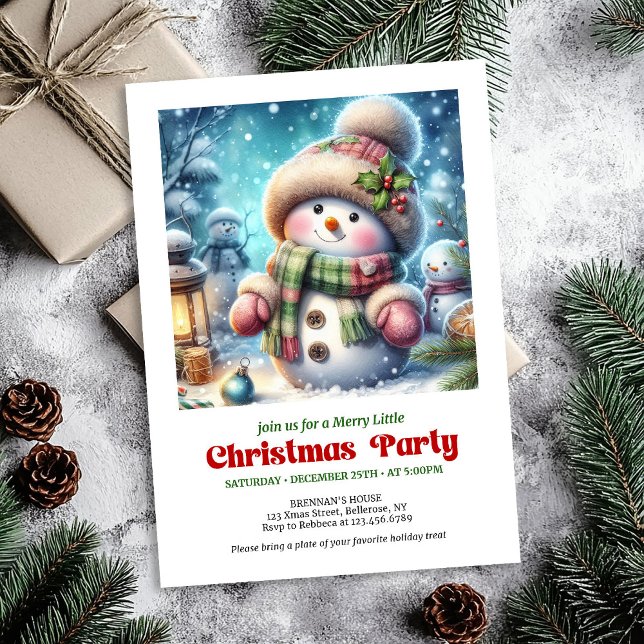 Peaceful cartoon snowman invite holiday printable einladung (Peaceful cartoon snowman invite holiday joy printable)
