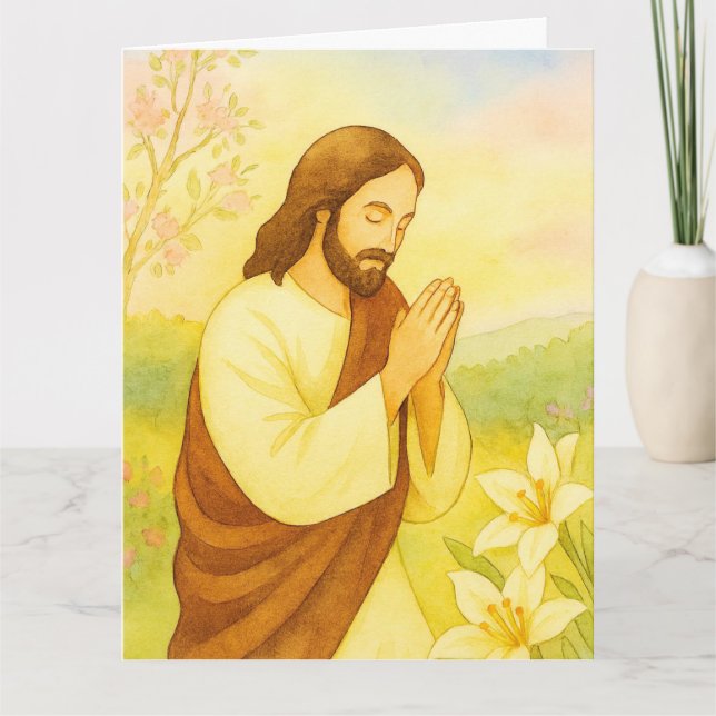 Peaceful Easter Blessings Watercolor Karte (Vorderseite)