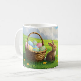 Peaceful Easter Spring Meadow Bunny & Egg Basket Kaffeetasse