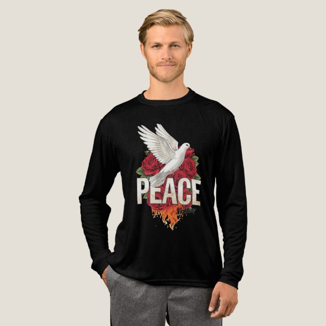 Peaceful Flames Dove Tri-Blend Shirt (Volle Vorderseite)