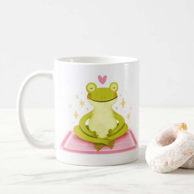 Peaceful Frog – Kind_Ones Whimsical Calm Mug (Avec donut)