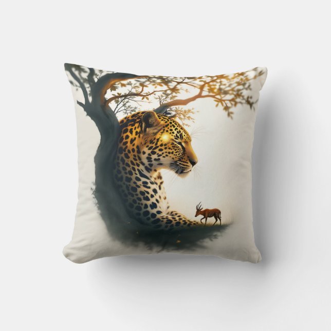 Peaceful Leopard and Duiker with Zen New Beginning Kissen (Vorderseite)