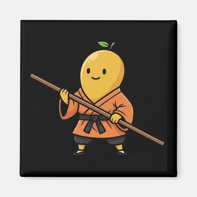 Peaceful Mango Shaolin Monk Warrior Staff  Magnet (Vorne)