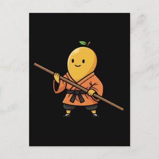 Peaceful Mango Shaolin Monk Warrior Staff Postkarte