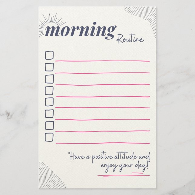 Peaceful Morning Routine Checklist Art Briefpapier (Vorderseite)