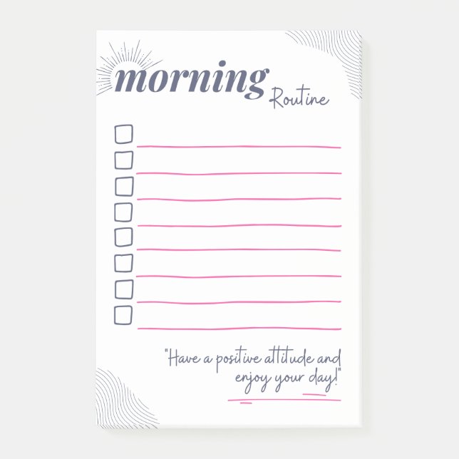 Peaceful Morning Routine Checklist Art Post-it Klebezettel (Vorderseite)