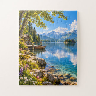 Peaceful Mountain Lake Jigsaw Puzzle