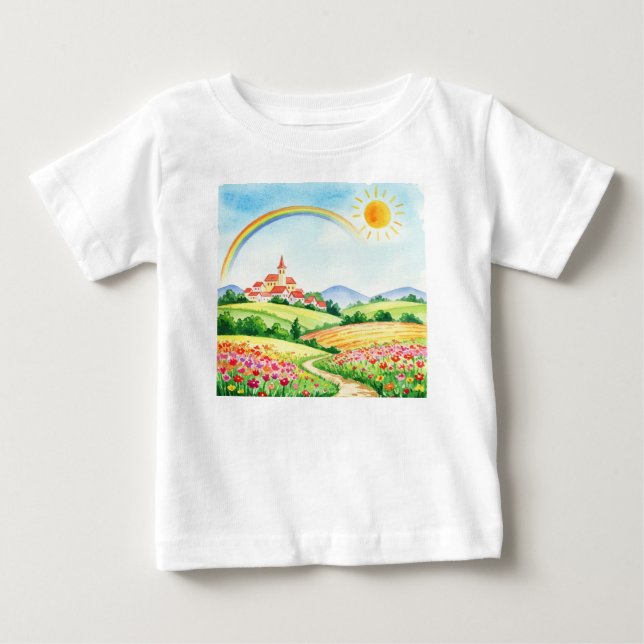 Peaceful rural landscape baby t-shirt (Vorderseite)