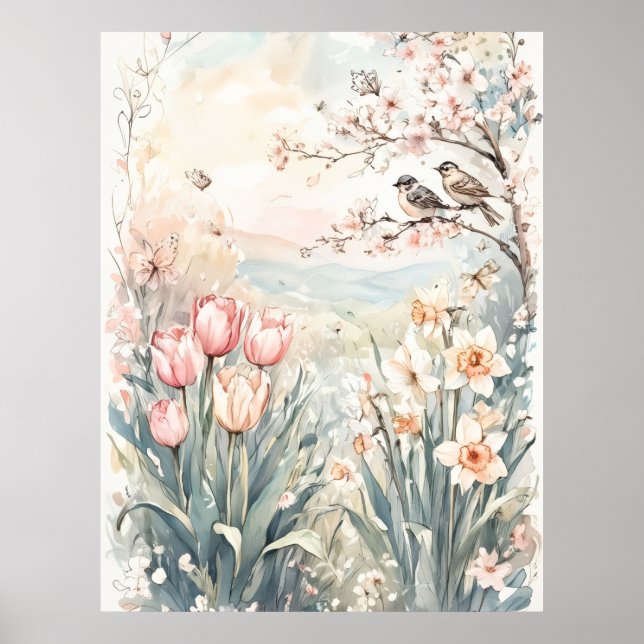 peaceful spring digital wall art for home decor poster (Vorne)