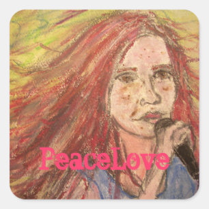 PeaceLove Rocker-Mädchen Quadratischer Aufkleber