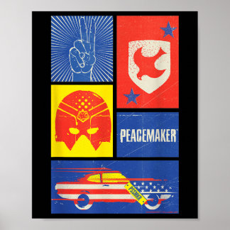 Peacemaker Sign, Shield, Helmet And Car Poster