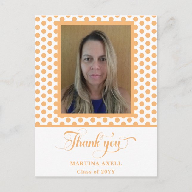 Peach Abschluss Vielen Dank Foto Postkarte (Vorderseite)