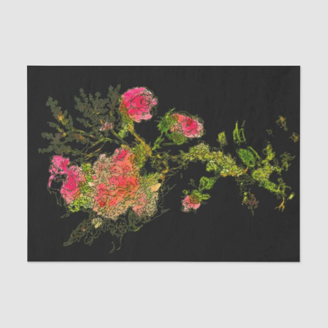 Peach Abstrakt Rose Floral Decoupage Seidenpapier (Vorderseite)