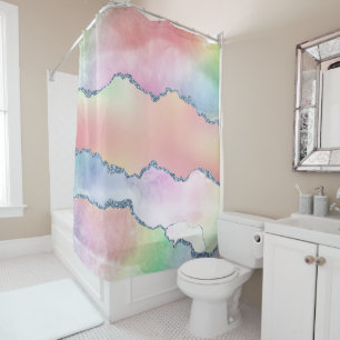 Peach Agate   Hübsch Holographic Watercolor Ombre Duschvorhang