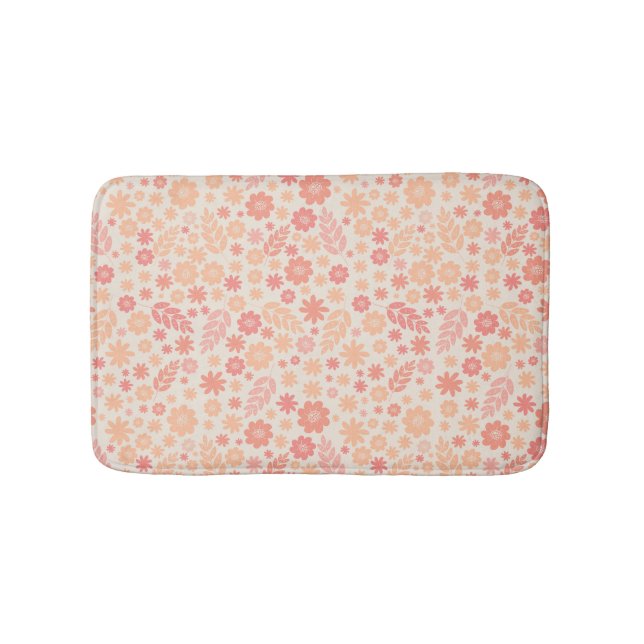 Peach Airy Wildblume Meadow Pattern Badematte (Vorderseite)