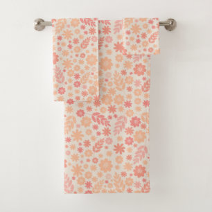 Peach Airy Wildblume Meadow Pattern Badhandtuch Set