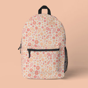 Peach Airy Wildblume Meadow Pattern Bedruckter Rucksack