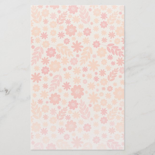 Peach Airy Wildblume Meadow Pattern Briefpapier (Vorderseite)