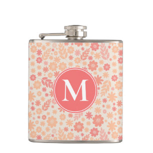 Peach Airy Wildblume Meadow Pattern Flachmann