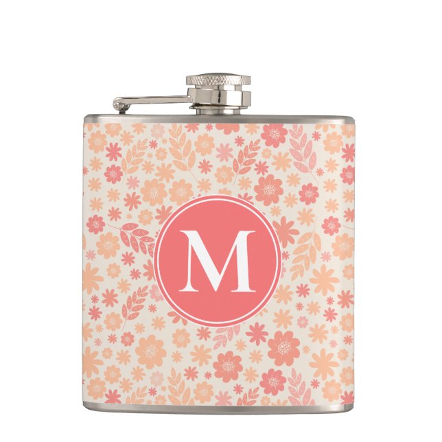 Peach Airy Wildblume Meadow Pattern Flachmann (Vorderseite)