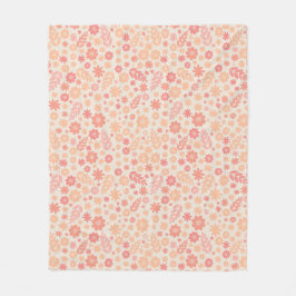 Peach Airy Wildblume Meadow Pattern Fleecedecke
