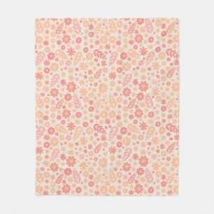 Peach Airy Wildblume Meadow Pattern Fleecedecke