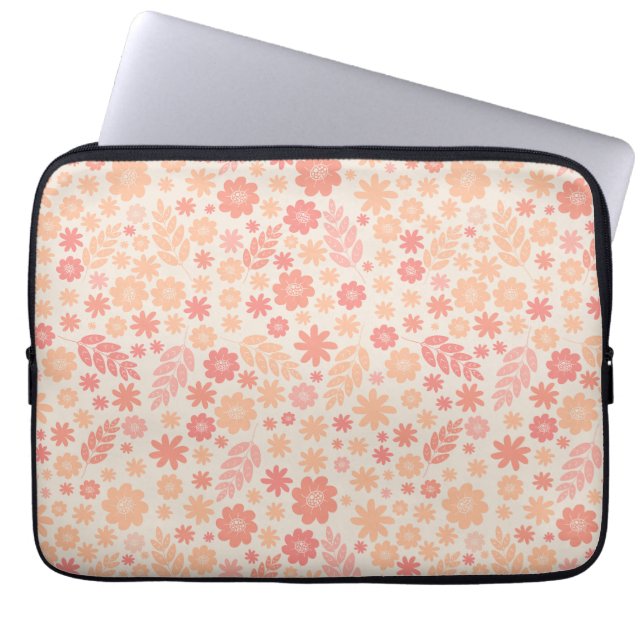 Peach Airy Wildblume Meadow Pattern Laptopschutzhülle (Vorderseite)