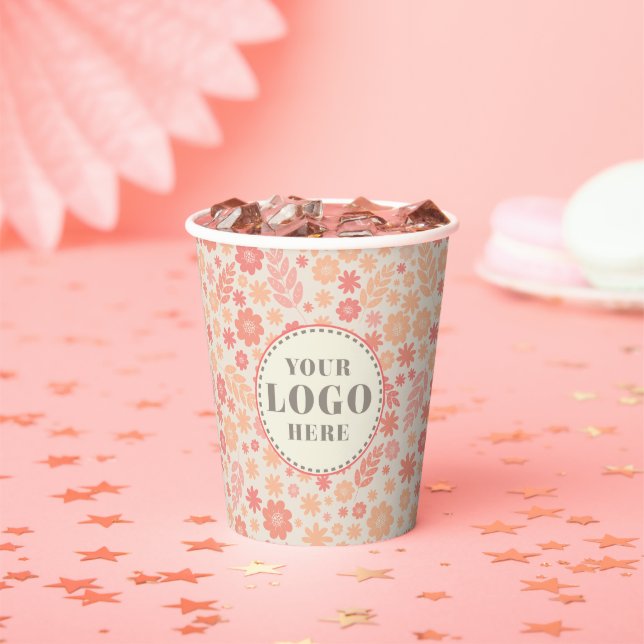 Peach Airy Wildblume Meadow Pattern Pappbecher (Insitu)