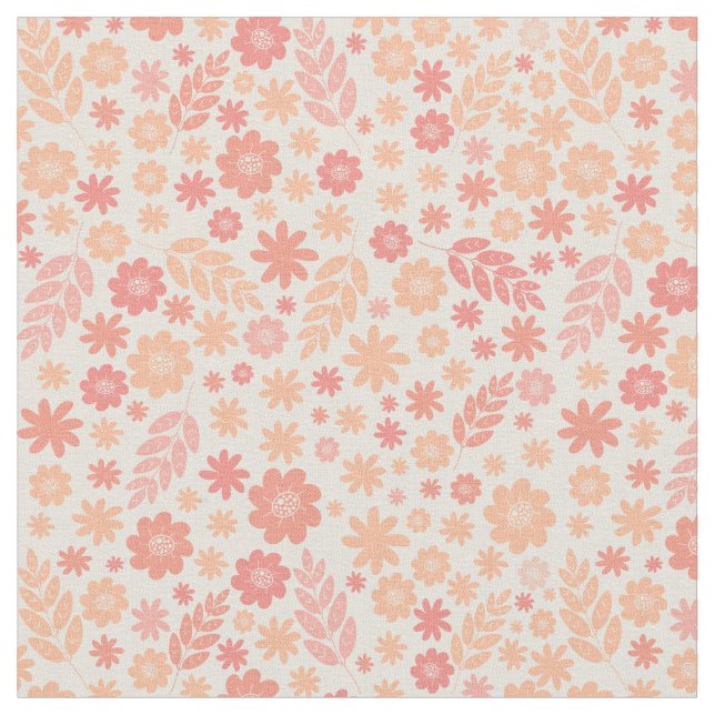 Peach Airy Wildblume Meadow Pattern Stoff (Nahaufnahme)